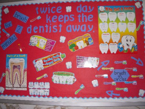 Twice a Day Keeps the Dentis Away Image Dental Hygiene Bulletin Board Ideas, Dental Bulletin Board Ideas, Dental Poster, Dental Health Week, Nurse Bulletin Board, School Nurse Office Decorations, Health Bulletin Boards, Hygiene School, Childrens Dental Health