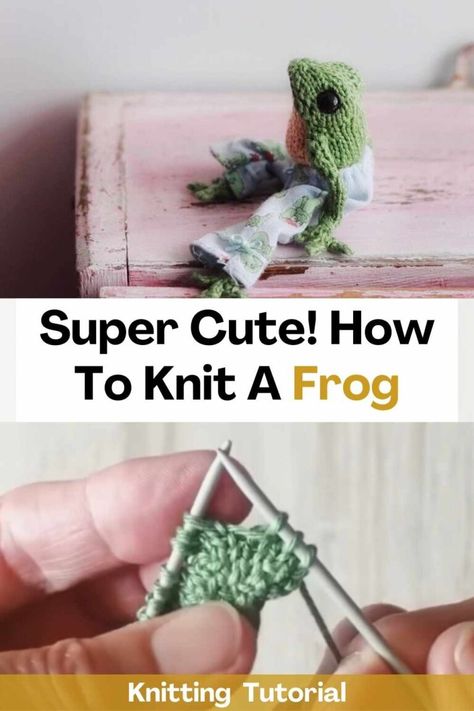 Super Cute! How To Knit A Frog Knitted Frogs Patterns, Amigurumi How To Start, Super Easy Knitting Projects, Crochet Frog Tutorial Video, Knitting Frog Pattern, Mouse Knitting Pattern Free, Free Frog Knitting Pattern, How To Knit A Frog, Frog Crochet Tutorial