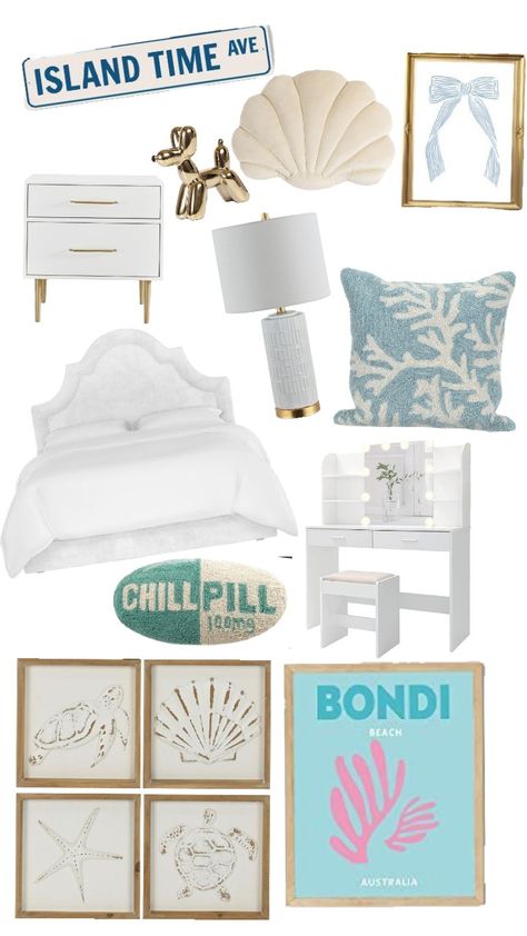 Coastal Bedroom Idea! #coastal #room #bedroom #blue #beach Beach Themed Teenage Girl Bedroom, Coastal Teenage Girl Bedroom, Beach Theme Bedroom Colors, Coastal Room Decor Ideas, Coastal Bedroom Idea, Coastal Teen Bedroom, Coastal Girls Bedroom, Beach Bedroom Ideas, Redecorate Room