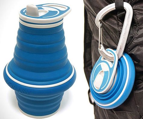 Carry a portable water container virtually anywhere you go without the bulk by using the collapsible water bottle. This handy disposable bottle alternative is made from food safe silicone and is designed to fold down to a compact package that fits in your pocket. Foldable Water Bottle, Camping Hacks Food, Camping Hacks Diy, Collapsible Water Bottle, Travel Water Bottle, Bottled Water, Camping Lanterns, Water Water, Camping Bag