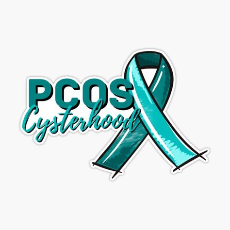 "PCOS Cysterhood in Black - Polycystic Ovary Syndrome Teal Ribbon Awareness" Sticker for Sale by The-PCOS-Shop | Redbubble Ribbon Awareness, Teal Ribbon, Polycystic Ovaries, Sublimation Ideas, Ribbon Colors, Sticker Design, Vinyl Sticker, Ribbon, For Sale