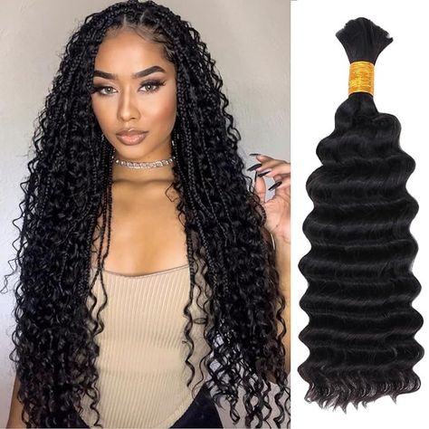 Amazon.com : Toniola Human Braiding Hair Deep Wave Bulk Human Hair for Braiding Wet and Wavy Micro Braiding Human Hair Bundles No Weft Curly Braiding Hair Extensions for Box Boho Braids (16 inch, 1B#, 100g) : Beauty & Personal Care Box Boho Braids, Curly Braiding Hair, Human Hair For Braiding, Braiding Hair Extensions, Micro Braids, Human Hair Bundles, Human Braiding Hair, Braid In Hair Extensions, Braiding Hair