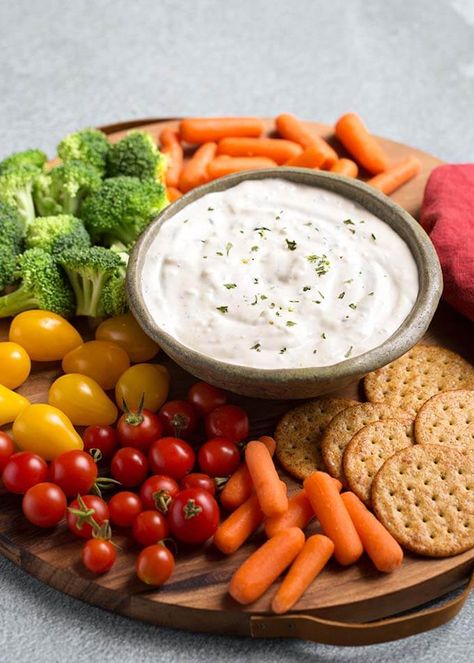 Ranch Vegetable Dip is an easy, quick 3 ingredient dip. Mix up this ranch veggie dip to serve at a party, or as a Game Day dip for vegetables and chips! Ranch Dip For Veggie Tray, Dip For Veggie Tray, Ranch Vegetable Dip, Ranch Veggie Dip Recipe, 3 Ingredient Dip, Ranch Veggie Dip, Cottage Cheese Dip Recipes, Dip For Vegetables, Game Day Dip