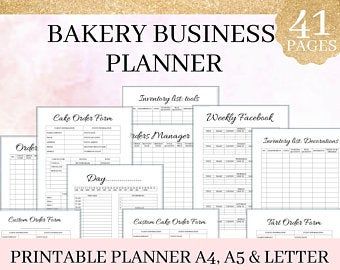 Bakery business planner Cake And Bakery Business Planner | Etsy Bakery Business Planner, Wedding Cake Order Form, Recipe Calculator, Bakery Business Plan, Cake Order Forms, Home Bakery Business, Small Bakery, Printable Business, Small Business Planner