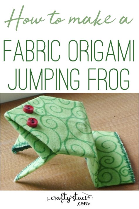 How to Make a Fabric Origami Jumping Frog from craftystaci.com #fabricorigami #origami Origami Jumping Frog, Stuffed Animal Ideas, Make A Stuffed Animal, Easy Gifts To Make, Origami Frog, Jumping Frog, Origami Ornaments, Animal Ideas, Origami Fashion