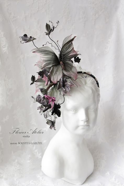 Silk flower butterflies fascinator - How To Make Hats Millinery Classes | Hat Academy Butterfly Reign, How To Make Hats, Fascinator Hats Diy, Floral Fascinators, Toho Beads, Fascinator Headband, Floral Hat, Flower Studio, Hair Adornments