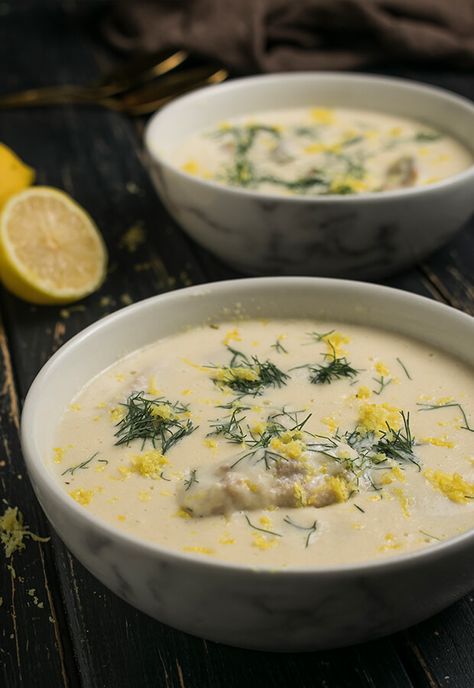 Keto Greek Lemon Egg Soup - Ruled Me Greek Lemon Soup, Keto Greek, Oyster Soup, Egg Soup, Lemon Soup, Fresh Oysters, Low Carb Soup, Drying Dill, Skinless Chicken Thighs