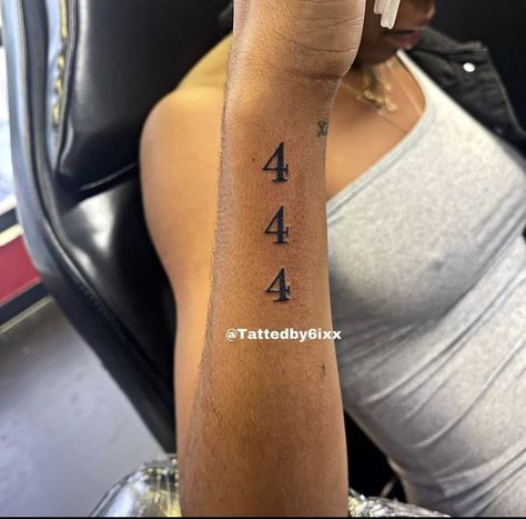 444 Tattoo On Finger, 222 And 444 Tattoo Together, Hand Tattoos Angel Numbers, 555 Neck Tattoo, 444 Rib Tattoo, 444 Wrist Tattoo, Tattoos Angel Numbers, Angle Numbers Tattoo, 222 Angel Number Tattoo