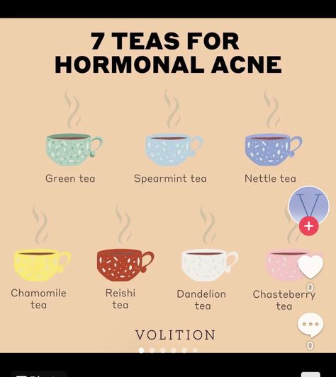 Teas For Acne, Chasteberry Tea, Foods For Clear Skin, Spearmint Tea, Healing Tea, Natural Face Skin Care, Herbal Drinks, Hormonal Acne, Tea Benefits