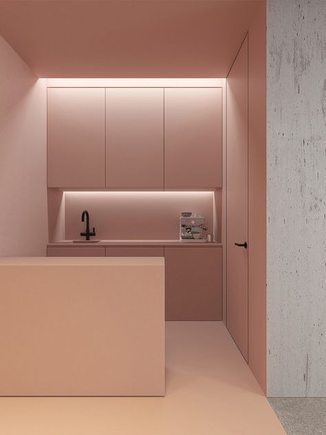 Minimalist Dekor, Interior Minimalista, Commercial Office, Pink Kitchen, Pink Interior, Decor Minimalist, Minimalist Kitchen, Minimalist Bedroom, Minimalist Decor