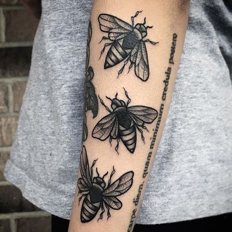 Tattoos by @justintylertattoo #blackworkers_tattoo #blackworkers #tattoo #bw #blackwork #blacktattoo by blackworkers_tattoo Old School Bee Tattoo, Instagram Tattoos, Facebook Analytics, Fire Tattoo, Bee Tattoo, Poke Tattoo, Boy Tattoos, Up Tattoos, Time Tattoos