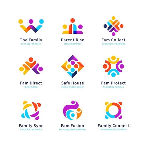 Family logo collection | Premium Vector #Freepik #vector #family-logo #logo-collection #logo-set #logo-pack Www Logo, Community Logo Design, Unity Logo, Family Logo, Community Logo, Education Logo, Service Logo, Health Logo, Logo Collection