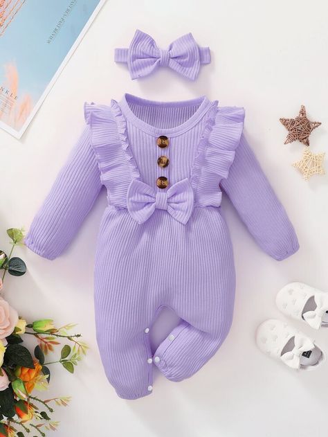 Bow Jumpsuit, Fall Baby Clothes, Purple Collar, Cool Baby, Purple Baby, Baby Jumpsuit, Fall Baby