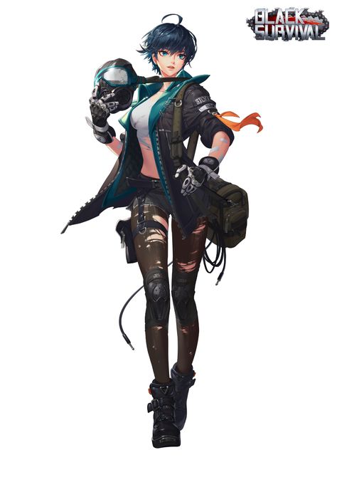 ArtStation - Nimbleneuron_Black Survival_Silvia(Apocalypse skin), MLin _D Female Survivor, Pet Bat, Black Survival, Concept Art Character, Character Modeling, Female Character Design, Character Outfits, Anime Outfits, Game Character