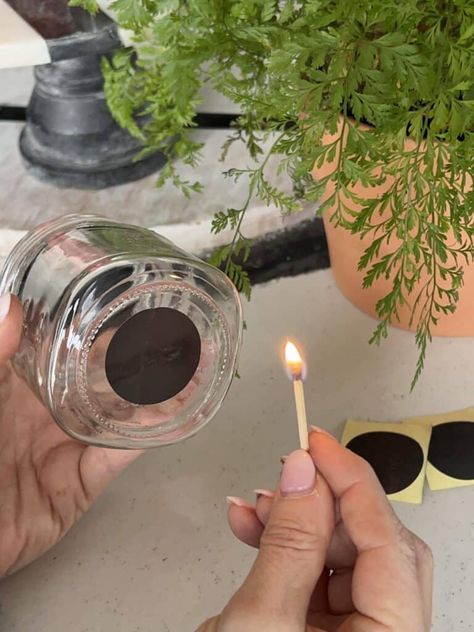 Striking a match on a match striker candle jar. Diy Matches Jar, Used Candle Jars Ideas, What To Do With Empty Candle Jars, How To Reuse Candle Jars, Upcycle Candle Jar Ideas, Old Candle Jars Reuse, Reuse Glass Candle Jars, Empty Candle Jar Ideas, Candle Jar Decorating Ideas