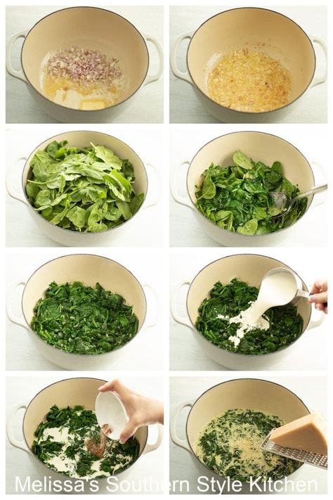 Creamed Spinach Creamed Spinach Without Cream Cheese, Creamed Spinach Recipe Fresh, Creamed Spinach No Cream Cheese, Cream Of Spinach Recipe, Creamy Spinach Recipes, Creamed Spinach With Fresh Spinach, Cream Spinach Recipe, Cooked Spinach Recipes, Spinach Creamed