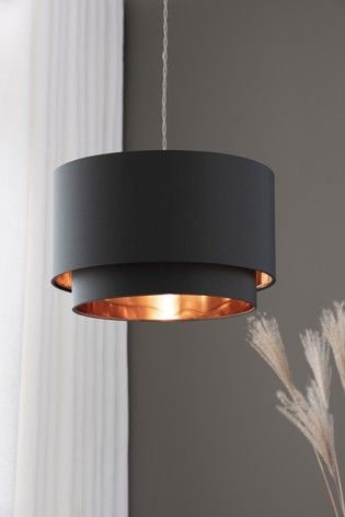 Grey Copper 2 Tier Easy Fit Shade Copper Room, Tiered Ceiling, Copper Bedroom, Bedroom Lampshade, Copper And Grey, Gold Living Room, Kitchen Ceiling Lights, Bedroom Ceiling Light, Spare Bedroom