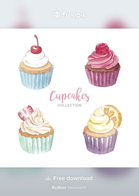 Cupcake Painting, Cupcake Illustration, Cupcake Drawing, Cake Drawing, Food Sketch, Cupcake Art, Watercolor Fruit, Food Backgrounds, Halloween Cupcakes