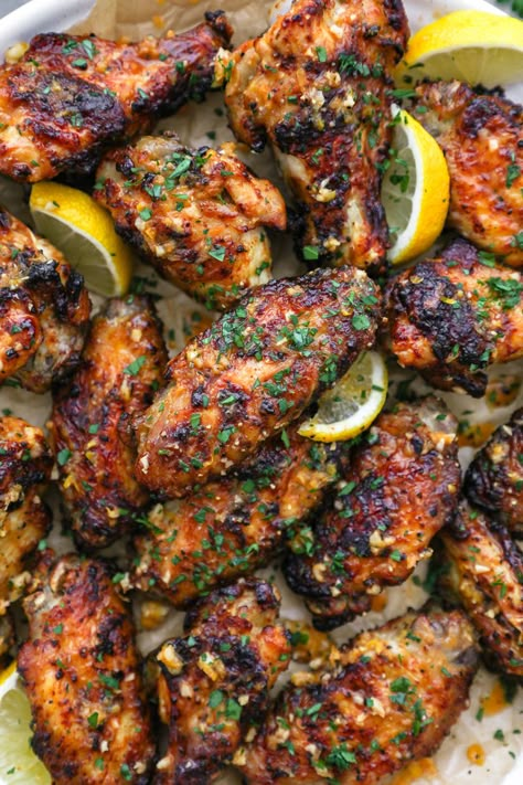 Crispy Lemon Garlic Chicken Wings - Kalefornia Kravings Lemon Garlic Chicken Wings, Easy Lemon Garlic Chicken, Garlic Chicken Wings, Funniest Jokes, Funny English, Lemon Garlic Chicken, English Jokes, Mouthwatering Recipes, Tender Chicken