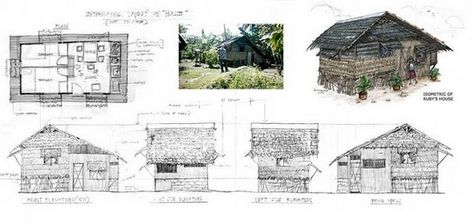 Picture Bahay Kubo Design Philippines, Bahay Kubo Design, Modern Bahay Kubo, Philippine Architecture, History Of Architecture, Jungle Resort, Bahay Kubo, Section Drawing, Architecture Presentation Board