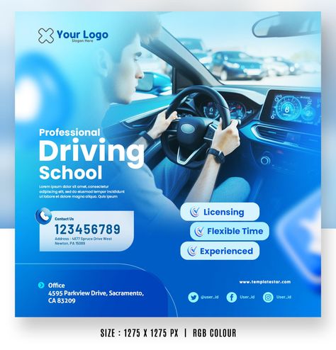 Looksgood | Freepik School Flyer Design, School Flyer, Creative Banners, Banner Templates, Visual Marketing, Technology Icon, Driving School, Brand Promotion, Pinterest Strategy