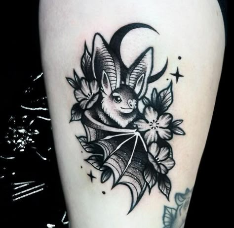 stylized contrasting bat tattoo Gothic Tattoos For Women, Amazing Tattoos For Women, Bats Tattoo Design, Moth Man, Gothic Tattoos, Stomach Tattoo, Goth Tattoo, Vintage Cowgirl Art, Bat Tattoo