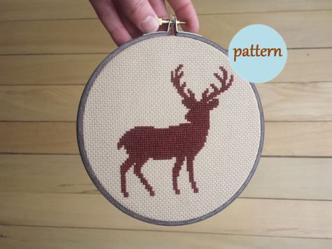 Deer Cross Stitch Pattern, Deer Cross Stitch, Hoop Wall Art, Deer Crossing, Embroidery Hoop Wall, Embroidery Hoop Wall Art, Needlepoint Ornaments, Winter Cross Stitch, Announcement Ideas