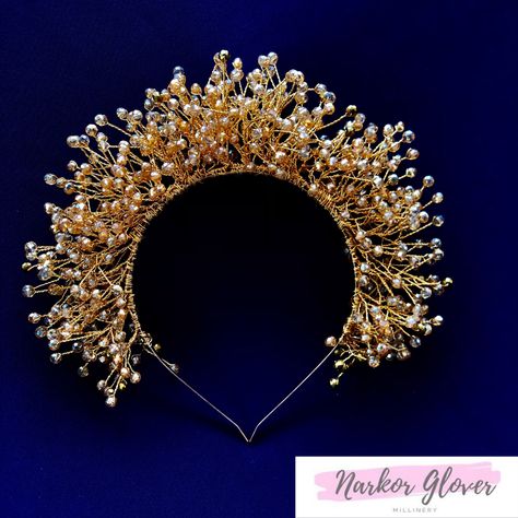 Custom made headpiece for a wedding guest. Gold and rose gold crystal beads were used in making this beautiful headpiece. It’s available in all colors and suitable for every event. Vine Headpiece, Light Art Installation, Rose Gold Crystal, Cocktail Hat, Gold Crystal, Art Installation, Light Art, Fascinator, Crystal Beads