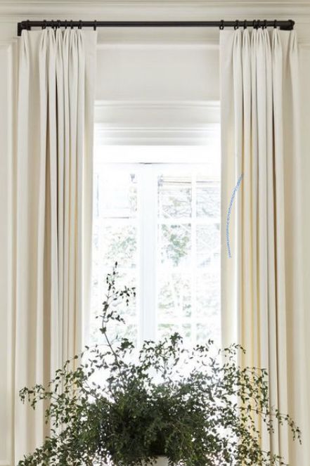 Cream Drapes Living Room, Neutral Drapes, Master Vision, Modern Drapery, Modern Draperies, White Linen Curtains, Glam Living Room Decor, Drapery Styles, Bay Window Curtains