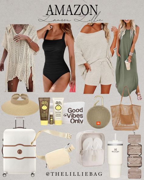 Travel Beach Bag, Beach Accessories Must Have, 2024 Beach Vacation Outfits, Beach Vacation Outfits Amazon, Amazon Beach Must Haves, Beach Wear Aesthetic, Amazon Beach Vacation Outfits, Beach Vacation Must Haves, Beach Essentials For Women