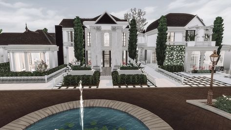 Instagram Baddie Estate | Her Majesty Builds on Patreon Sims 4 Penthouse, Backyard Gates, Marble House, House Decorating Ideas Apartments, Marble Stairs, Indoor Bar, Instagram Baddie, Casas The Sims 4, Sims Building