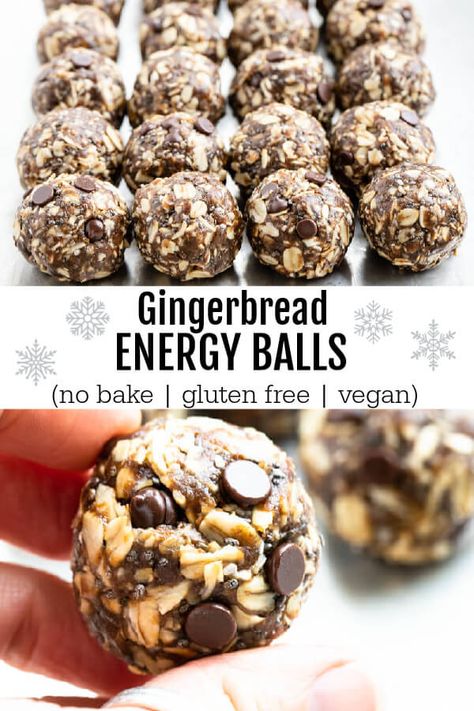 The BEST gingerbread energy balls. Super flavorful, perfectly spiced, and satisfying.  The perfect holiday snack or treat.  ready in 10 minutes. #glutenfreerecipes #energyballs #gingerbread #oats #holiday #snacks #glutenfree #vegan #dates #nobake #healthy #proteinbites #savorylotus Healthy Christmas Energy Balls, High Protein Christmas Treats, Christmas Protein Balls, Gingerbread Oats, Healthy Winter Snacks, Holistic Meals, Healthy Holiday Snacks, Energy Balls No Bake, Charcuterie Dessert