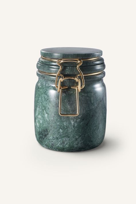 Marble Jar, Deep Jungle, Arabescato Marble, Marble Home, Jungle Green, Vases And Vessels, Marmalade, Storage Jars, Interior Furniture