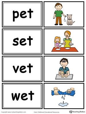 *FREE* Word Sort Game: ET Words in Color | MyTeachingStation.com Et Word Family, Word Families Printables, Writing Center Kindergarten, Color Worksheet, Short E Words, Phonics Cvc, 3 Letter Words, Word Sort, Cvc Words Kindergarten