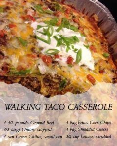 Walking Taco Casserole Taco Casserole With Cream Cheese, Walking Tacos In A Bag, Taco Casserole With Fritos, Tacos In A Bag, Italian Bake, Mexican Recipies, Walking Taco Casserole, Texas Recipes, Eggnog Dessert