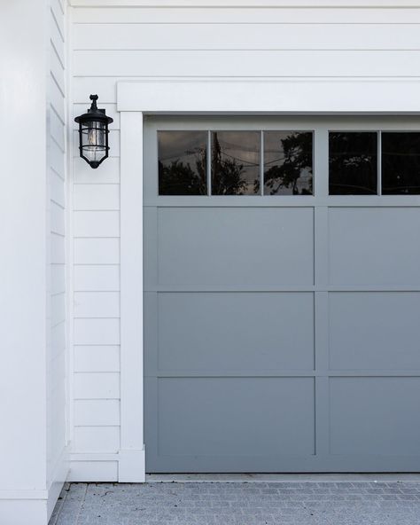 Stritt Design and Construction | At our Northwood project we chose a soft green-grey hue for the timber garage door, adding subtle colour to the predominantly white… | Instagram White Brick House Garage Door Colors, Navy Garage Door, Garage Door Colors With White House, White House Garage Door Colors, Gray Garage Door, Blue Garage Door, Grey Garage Doors, Timber Garage Door, Garage Door Colors