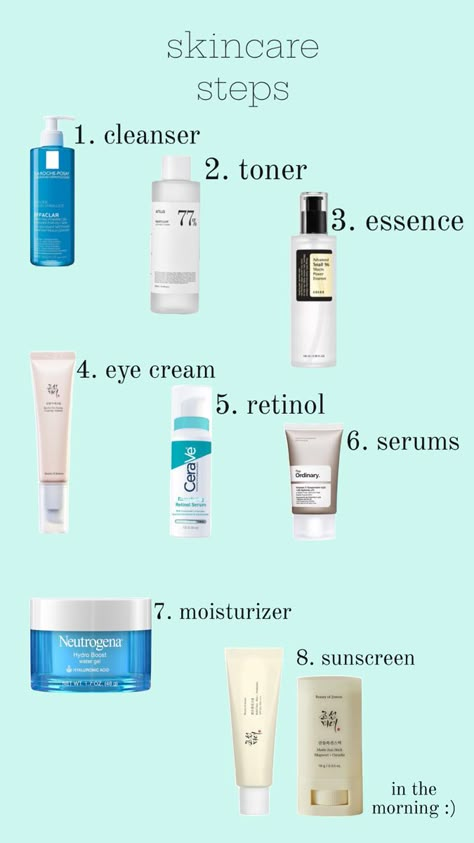 skincare routine, skincare steps, skincare order, moisturizer, serum, toner, retinol, eye cream, essence, korean skincare routine Essence Korean, Retinol Benefits, Best Retinol Cream, Retinol Skincare, Skincare Steps, Haut Routine, Korean Skin Care Secrets, Men Skin Care Routine, Skin Care Basics