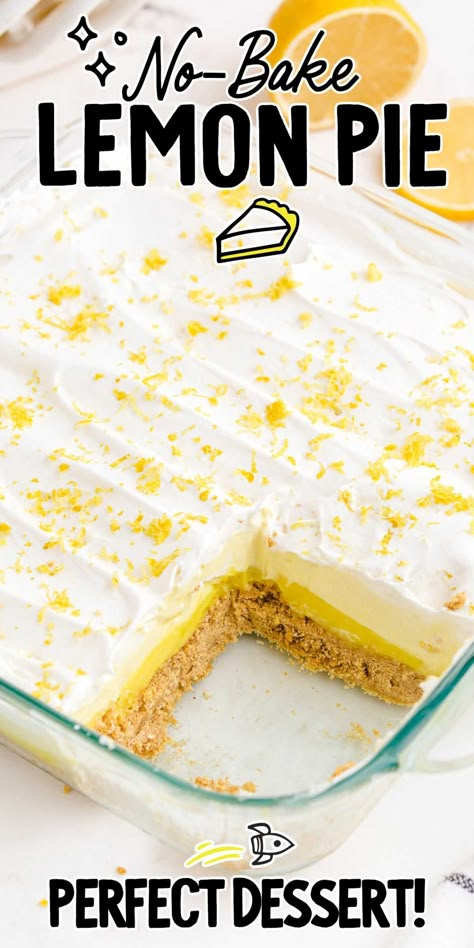 Graham Wafer Crust, Graham Dessert, Easy Lemon Pie, No Bake Lemon Pie, Graham Cracker Dessert, Lemon Cream Pie, Cracker Dessert, No Bake Lemon, Lemon Pie Recipe