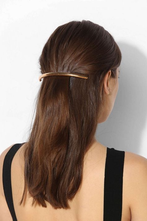 Pull back your hair with a chic gold barrette. Hair Clasp, Gold Hair Clips, Metal Hair Clips, Metallic Hair, Gold Hair, Hair Barrettes, Hair Dos, Barrettes, Hair Trends