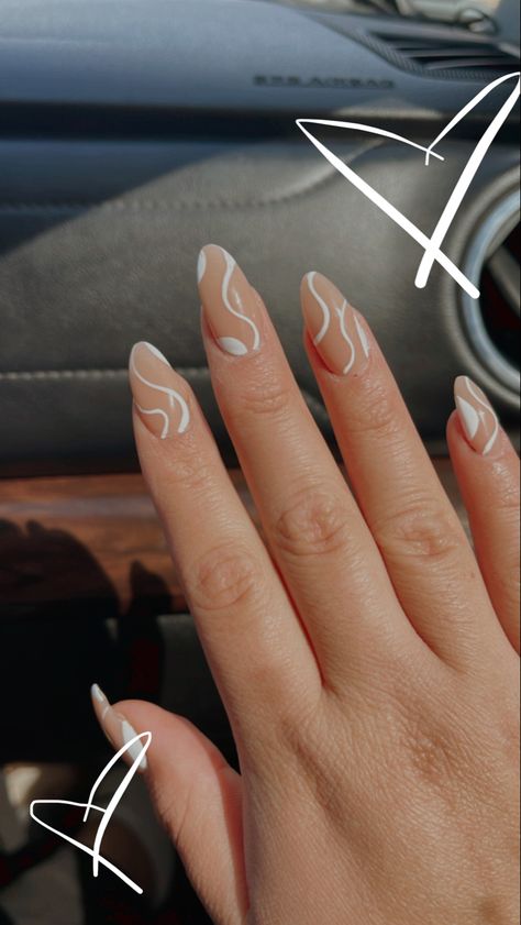 Prom Nails Inspiration, Line Nail Designs, Cute Almond Nails, Trending Summer Nails, Swirl Nail Art, Hoco Nails, Wave Nails, Line Nail Art, Nail 2023