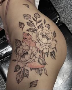 Fenton Michigan, Upper Thigh Tattoos, Tattoo Process, Thigh Tattoos, Flowers Tattoo, Thigh Tattoos Women, Get A Tattoo, Thigh Tattoo, Flower Tattoos