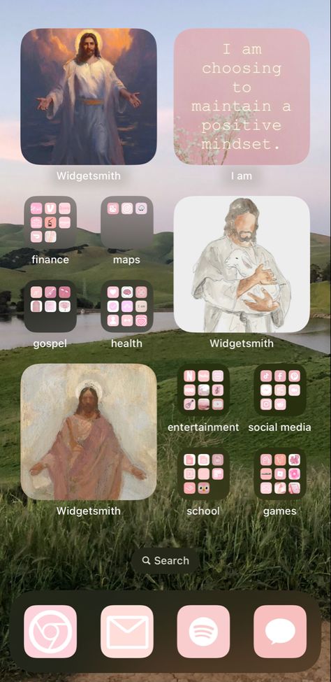 Christian Wallpaper Home Screen, Christian Phone Layout Ideas, Christian Homescreen Layout, Christian Homescreen Ideas, Christian Iphone Layout, Christian Ios Homescreen, Christian Home Screen Ideas, Christian Phone Themes, Iphone Inspiration Homescreen
