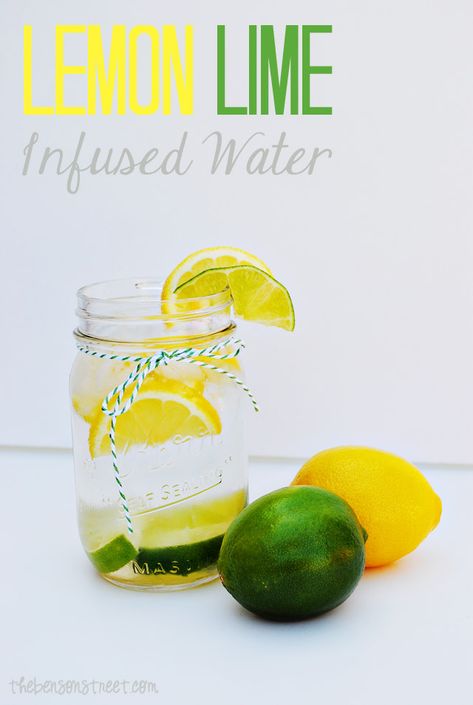 Lemon Lime Infused Water at thebensonstreet.com Lemon Lime Water, Lime Infused Water, Flavoured Water, Smoothie Detox Cleanse, Detox Day, Homemade Detox Drinks, Lime Water, Homemade Detox, Full Body Detox