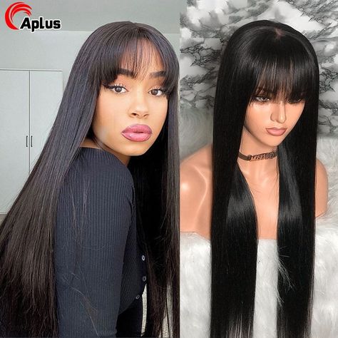 https://www.aliexpress.com/item/1005004581375559.html Frontal Wig With Bangs, Lace Front Wigs With Bangs, Bangs Fringe, Hd Lace Frontal, Wig Stand, Human Wigs, Straight Lace Front Wigs, Wig With Bangs, Lace Closure Wig