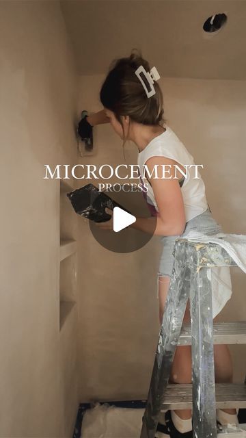 11 likes, 6 comments - cozy.happy.home on July 16, 2024: "MICROCEMENT BATHROOM OF MY DREAMS! This product and the whole DIY kit was so empowering and made me feel like I can tackle anything 💪. We (my brother-in-law) took a few extra steps like removing the old shower tile only because it didn’t go all the way to the ceiling. The best part about this product is that YOU DON’T HAVE TO! You can literally put this right over existing tile and walls the way we did on the floors. It makes it such Paint Over Tile Bathroom, Microcement Shower Floor, Microcement Shower Walls, Microcement Over Tiles, Old Tile Bathroom Makeover, Microcement Floor, Microcement Bathroom, Microcement Walls, Concrete Color