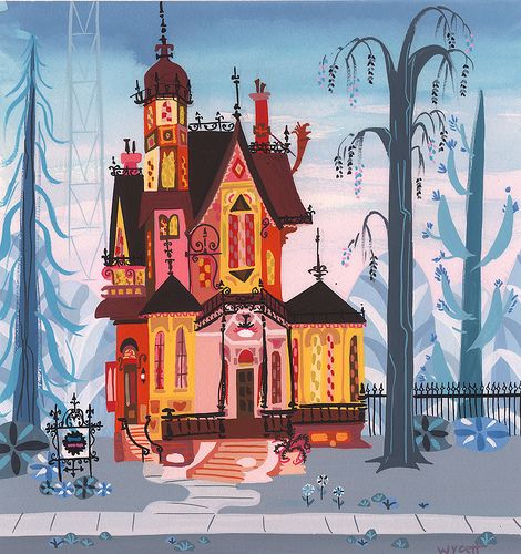 Foster's Home for Imaginary Friends Cartoon Network Development Design in gouache by Carol Wyatt All Rights Cartoon Network Home For Imaginary Friends, Foster Home For Imaginary Friends, Imaginary Friends, Bg Design, Mid Century Illustration, House Illustration, Foster Home, Imaginary Friend, Cartoon Background