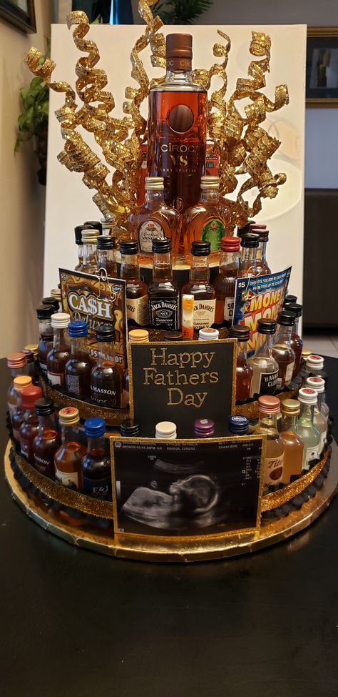 Alcohol Cake Tower For Guys, Mini Alcohol Christmas Tree, Liquor Bottle Cake Ideas, Mini Alcohol Bottle Cake, 18th Birthday Cake With Alcohol Bottles, Mini Shot Bottles Gifts, Booze Cake Tower, 21 Alcohol Cake Tower, Cake With Bottles Of Alcohol