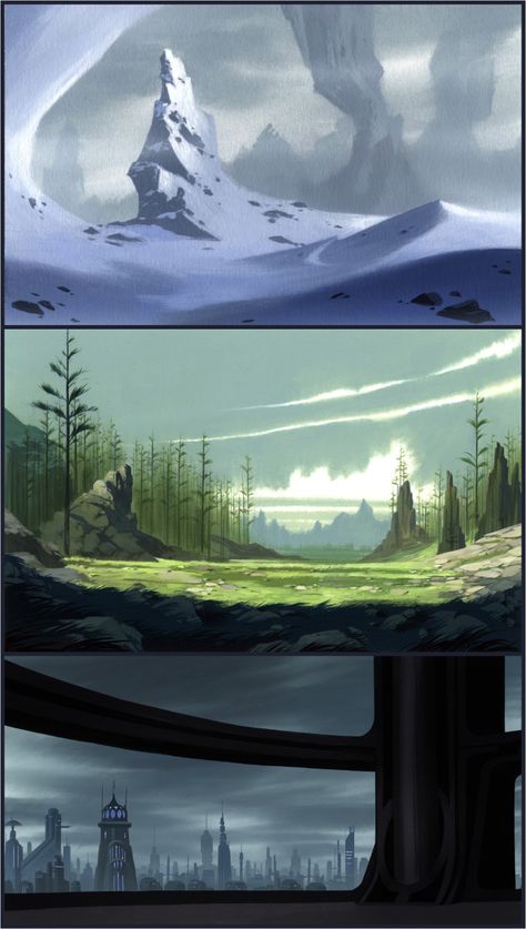 background painting for Clone Wars by Richard Daskas and Scott Wills Scott Wills, Supernatural Background, Background Painting, Landscape Background, Digital Painting Tutorials, Matte Painting, Environmental Design, Animation Background, Visual Development