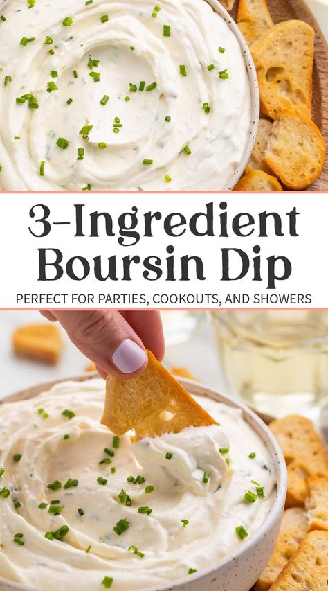 Best Dip For Veggie Tray, What To Make With Boursin Cheese, Dip With Baguettes, Dips With Boursin Cheese, Boursin Cheese Ball Recipe, Whipped Boursin Cheese, Boursin Crescent Rolls, Boursin Appetizers Appetizer Recipes, Borsine Cheese Dip