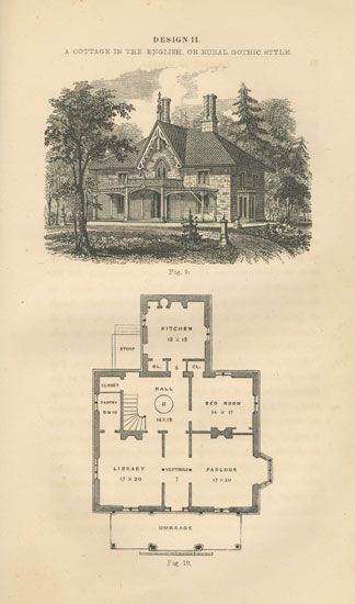 Gothic Revival: An “Alternative” Trend for Victorian Americans. 1890s House Floor Plans, Gothic Floor Plans, Gothic Victorian House Plans, Gothic Revival House Plans, Gothic House Plans, Gothic Revival Cottage, Gothic Victorian House, Carpenter Gothic, Gothic Revival House